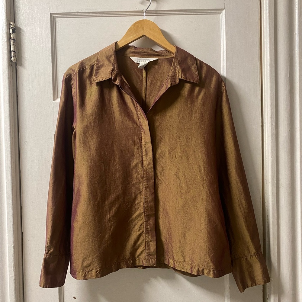 Vintage Compagnie Internationale Express 100% Silk Button up Blouse Size 13/14